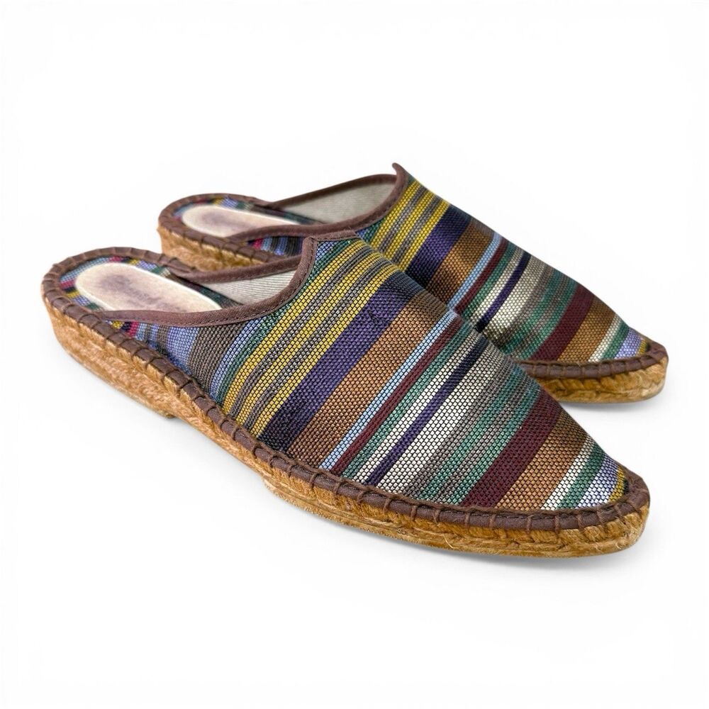 Andre Assous Striped Espadrilles Women Size 8 / 39 Boho Coastal Beachy France